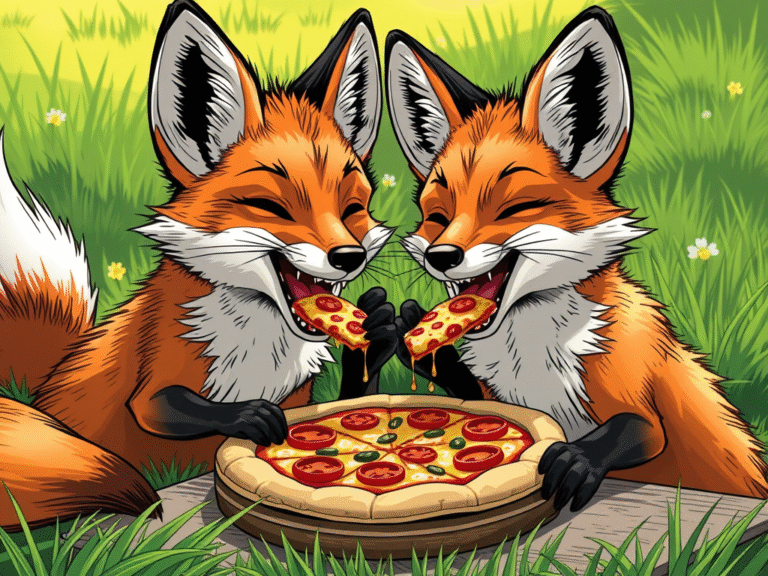 Foxes Eating Pizza 1 768x576