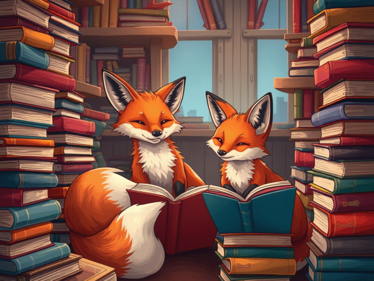 Foxes With Stacks Of Books 1 768x576